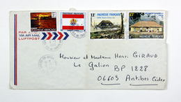 Enveloppe 1990 Centre Tri Avion Faaa --> Antibes, Affr. 40f Tahiti D'autrefois  YT 299, 301 - Brieven En Documenten