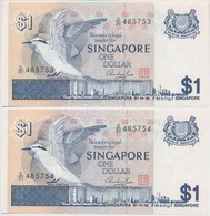 Szingapúr 1976. 1$ (2x) Sorszámkövetők T:I
Singapore 1976. 1 Dollar (2x) Sequential Serials C:UNC
Krause 9 - Non Classés