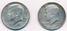 Amerikai Egyesült Államok 1966-1968D. 1/2$ Ag 'Kennedy' (2x) T:2 Patina 
USA 1966-1968D 1/2 Dollar Ag 'Kennedy' (2x) C:X - Unclassified