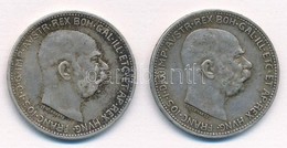 Ausztria 1915-1916. 1K Ag 'Ferenc József' (2xklf) T:2 Austria 1915-1916. 1 Corona Ag 'Franz Joseph' (2xdiff) C:XF - Ohne Zuordnung