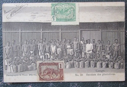 Congo Ouvriers Des Plantations  Cpa Bien Timbrée - Congo Francés