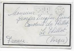 1954 - SUISSE - ENVELOPPE Avec MECA PORT PAYE De BASEL => LE THILLOT (VOSGES) - Marcofilia