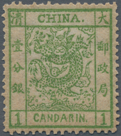 China: 1878, Large Dragon Thin Paper, 1 Ca. Green, Unused Mounted Mint, Two Pulled Perfs And Slight - Autres & Non Classés