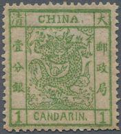 China: 1878, Large Dragon On Thin Paper, 1 Ca. Green, Unused Mounted Mint, Slight Toning (Michel Cat - Autres & Non Classés