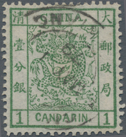 China: 1878, Large Dragon Thin Paper 1 Ca. Deep Green Full Strike Customs Dater "CU(STOMS) ...KIANG - Autres & Non Classés