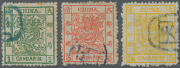 China: 1878/85, Large Dragon Thin Paper 1 Ca. Canc. Blue "Tien(tsin)", Tiny Thin On Reverse; And 188 - Autres & Non Classés