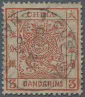 China: 1878, Large Dragon Thin Paper 3 Ca. Vermilion Canc. "CUSTOMS SH(ANGH)AI DEC 27 80", Slight Co - Autres & Non Classés