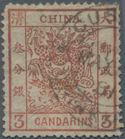 China: 1878, Large Dragon Thin Paper 3 Ca. Vermilion Canc. "CUS(TOMS) CHINKIA(NG) MAY ...81", Slight - Autres & Non Classés