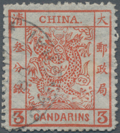 China: 1878, Large Dragon Thin Paper 3 Ca. Vermilion Canc. "..SHANGHAI JUL 17 80", Quite Sturdy Pape - Other & Unclassified