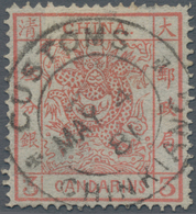 China: 1878, Large Dragon Thin Paper 3 Ca. Dark Red Canc. Full Strike "CUSTOMS CHINKIANG MAY 4 81", - Other & Unclassified