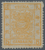 China: 1878, Large Dragon Thin Paper 5 Ca. Orange Yellow, Unused No Gum (Michel Cat. 570.-) - Autres & Non Classés