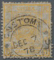 China: 1878, Large Dragon Thin Paper 5 Ca. Yellow Canc. "CUSTOMS DEC 7 78 NE(WCHA)NG", Year Of Issue - Other & Unclassified