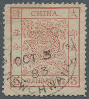 China: 1882, Large Dragon Wide Margins 3 Ca. Brownish Red Canc. "C(USTOM)S NEWCHWANG OCT 3 83", Slig - Autres & Non Classés