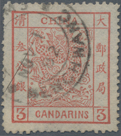 China: 1882, Large Dragon Large Margin 3 Ca. Brownish Red Canc. Customs Dater "NEWCHWANG NOV 1 82", - Other & Unclassified