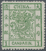 China: 1883, Large Dragon Thick Paper 1 Ca. Green, Unused Mounted Mint (Michel Cat. 600.-). - Autres & Non Classés