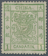 China: 1883, Large Dragon Thick Paper 1 Ca. Green, Unused No Gum, Partially Reperf., As Is (Michel C - Autres & Non Classés