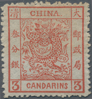 China: 1883, Large Dragon Thick Paper 3 Ca. Red, Unused Mounted Mint (Michel Cat. 700.-). - Sonstige & Ohne Zuordnung