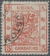 China: 1883, Large Dragon Thick Paper 3 Ca. Brown Red Canc. Customs Dater, Top Right Frame Appears B - Autres & Non Classés
