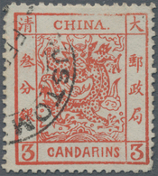 China: 1883, Large Dragon Thick Paper 3 Ca. Brown Red Canc. Customs Dater, Top Right Frame Appears B - Sonstige & Ohne Zuordnung