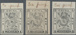 China: 1883, Small Dragon Proofs: 1 C./5 C. In Black On Gummed Unwmkd. Western Paper. Each Top Margi - Autres & Non Classés