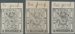 China: 1883, Small Dragon Proofs: 1 C./5 C. In Black On Gummed Unwmkd. Western Paper. Each Top Margi - Sonstige & Ohne Zuordnung