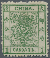 China: 1885, Large Dragon Thick Paper Rough Perforation, 1 Ca. Light Green, Unused Mounted Mint (Mic - Autres & Non Classés