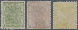 China: 1885, Small Dragons First Printing Clean Cut Perf. 12.5, Complete Set Of Three, MH, 3ca With - Sonstige & Ohne Zuordnung