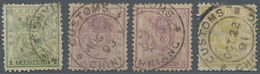 China: 1885/88, Customs Small Dragon Issue, 1cd, Two 3cds And 5cds, Used With "Customs Chinkiang" Da - Autres & Non Classés