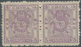 China: 1885, Small Dragon 5 Ca. Violet, A Horizontal Pair, Unused Mounted Mint LH, Horiz. Gum Crease - Autres & Non Classés