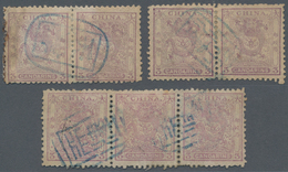 China: 1885/88, Customs Small Dragon Issue, 3cds, Two Horizontal Pairs, And One Horizontal Stripe Of - Autres & Non Classés