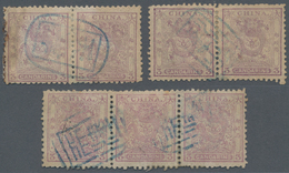 China: 1885/88, Customs Small Dragon Issue, 3cds, Two Horizontal Pairs, And One Horizontal Stripe Of - Sonstige & Ohne Zuordnung