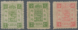 China: 1894, Empress Dowager Commemorative Issue, First Printing, 2cds Green (2x), 4cds Rose Pink, M - Sonstige & Ohne Zuordnung