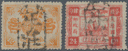 China: 1894, Dowager 12 Ca. Brownish Orange And 24 Ca. Canc. Full Srike Seal "Newchwang", The 24 Ca. - Sonstige & Ohne Zuordnung