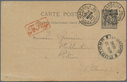 China: 1896, "To Pay": Vermilion Boxed "To Pay" In Running Script On Inbound Card From France To Pek - Autres & Non Classés