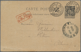 China: 1896, "To Pay": Vermilion Boxed "To Pay" In Running Script On Inbound Card From France To Pek - Sonstige & Ohne Zuordnung