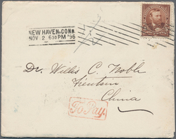 China: 1896, "To Pay": Vermilion Boxed "To Pay" In Running Script On Inbound Cover From USA To Tient - Sonstige & Ohne Zuordnung