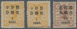 China: 1897, Empress Dowager Commemorative Issue Surcharged With Small Figures, 1/2c On 3cds Orange - Autres & Non Classés