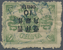 China: 1897, Dowager Cent Surcharges, Large Figures 1 ½ Mm, On 3rd Printing, 10 C./9 Cn Green, Surch - Altri & Non Classificati