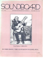 Revue Guitare Soundboard Guitar Fondation Of America N° 3 - 1990 -  The Guitar In Yugoslavia - Kunst