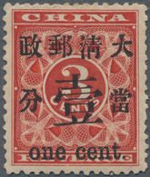 China: 1897, Red Revenue 1c On 3c, Type II, MH, Very Fine (Michel €500). - Altri & Non Classificati