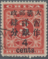 China: 1897, Red Revenue Large 4 C., Canc. Black Customs Dater Of "CAN(TON), Michel Cat. 500.-. - Autres & Non Classés