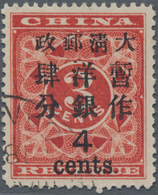 China: 1897, Red Revenue Large 4 C., Canc. Black Customs Dater Of "CAN(TON), Michel Cat. 500.-. - Sonstige & Ohne Zuordnung