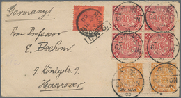 China: 1898, Coiling Dragon 2 C. Red (block-4) With 1 C. Ocre Inter-panneau Pair Tied Six Strikes Bi - Sonstige & Ohne Zuordnung