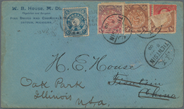 China: 1898, Coiling Dragon 4 C. Brown (2), 2 C. Red Tied "TIENTSIN 8 MAY 00" To Cover In Combinatio - Autres & Non Classés