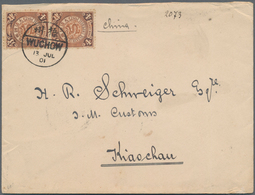 China: 1898, Coiling Dragon 4 C. Brown (vertical Pair) Tied Clear Bisected Bilingual "WUCHOW 13 JUL - Sonstige & Ohne Zuordnung