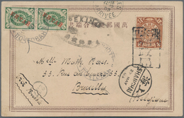 China: 1902, Coiling Dragon 4 C. Brown Tied Tombstone "Kalgan/post Office" To Ppc In Combination W. - Sonstige & Ohne Zuordnung