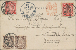 China: 1902, Vermilion Letter Box Mark "Shanghai/10/Hanchangshen": Coiling Dragon 1/2 C. (2), 2 C. C - Autres & Non Classés