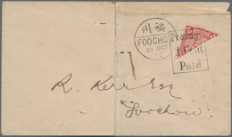 China: 1903, Foochow Provisional Bisect On Local Cover Tied "FOOCHOW 22 OCT 02", Cover Vertical Crea - Autres & Non Classés