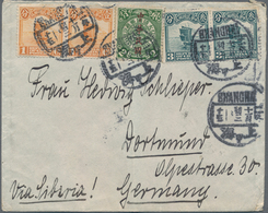 China: 1912, Waterlow Print On 2 C. Green With Junks 1 C. (pair), 3 C. (pair) Tied "SHANGHAI 2.11.3" - Sonstige & Ohne Zuordnung
