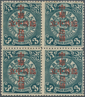 China: 1912, "Republic Of China/Provisional Neutrality" Ovpt., 3 C. Greyish Green, A Block Of Four, - Autres & Non Classés